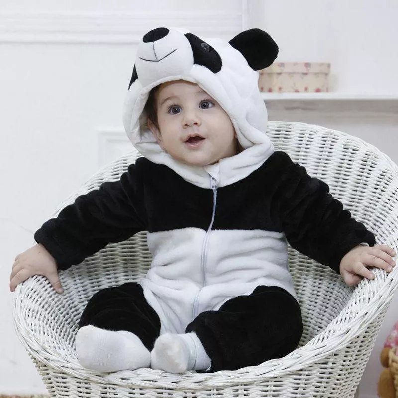 Chinese Infant Clothing: 7 Ideas for Baby Outfits 7 Baby wearing a plush panda costume sitting in a white wicker chair