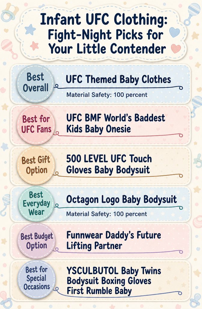 An infographic comparing different infant UFC clothing options.